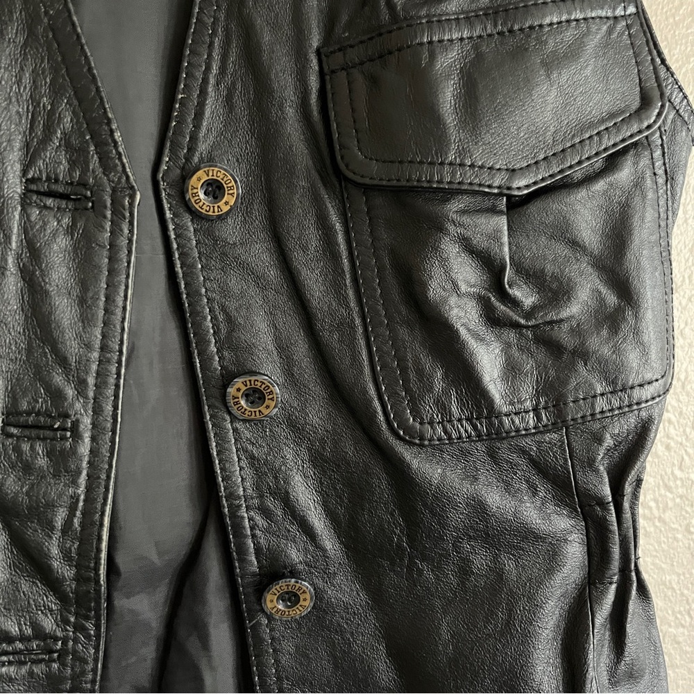 Vintage Leather Button Down Vest - image 5
